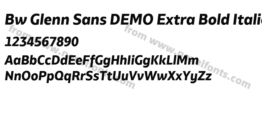 Bw Glenn Sans DEMO Extra Bold ItalicPreview