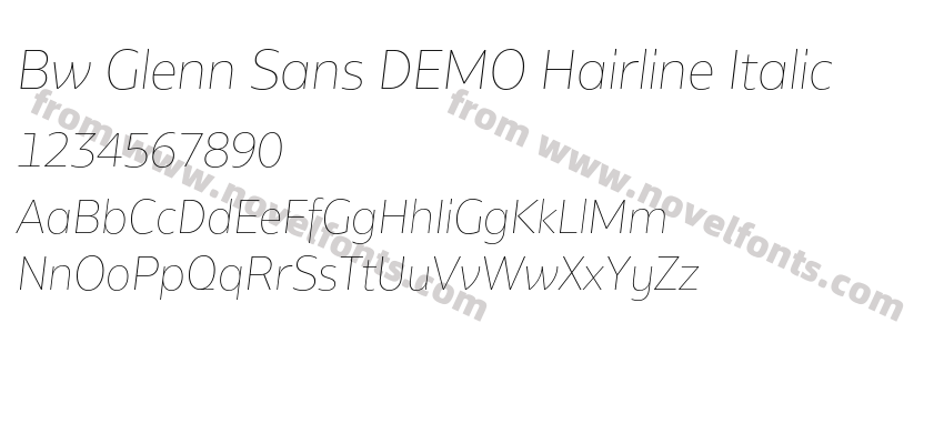 Bw Glenn Sans DEMO Hairline ItalicPreview