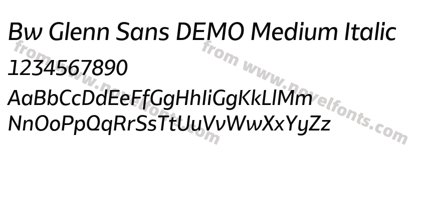 Bw Glenn Sans DEMO Medium ItalicPreview