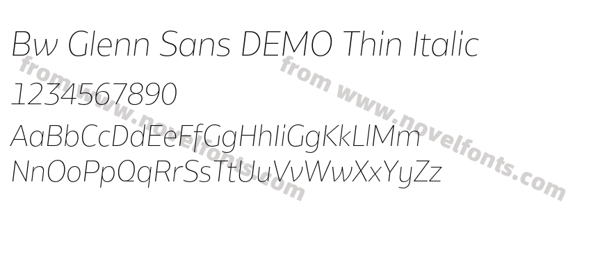 Bw Glenn Sans DEMO Thin ItalicPreview