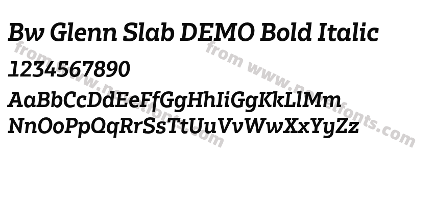Bw Glenn Slab DEMO Bold ItalicPreview