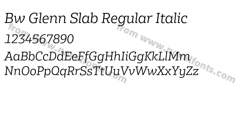 Bw Glenn Slab Regular ItalicPreview