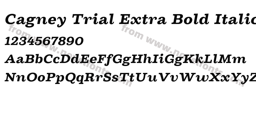 Cagney Trial Extra Bold ItalicPreview
