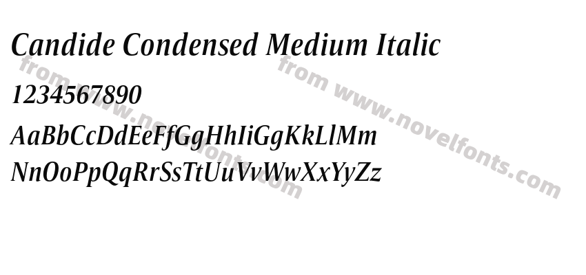 Candide Condensed Medium ItalicPreview