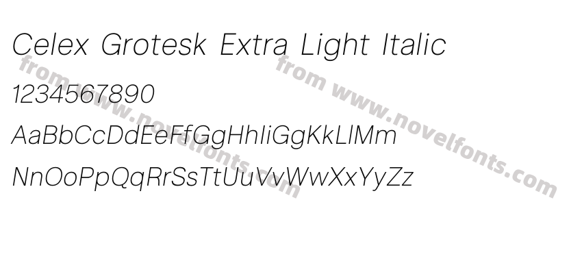 Celex Grotesk Extra Light ItalicPreview
