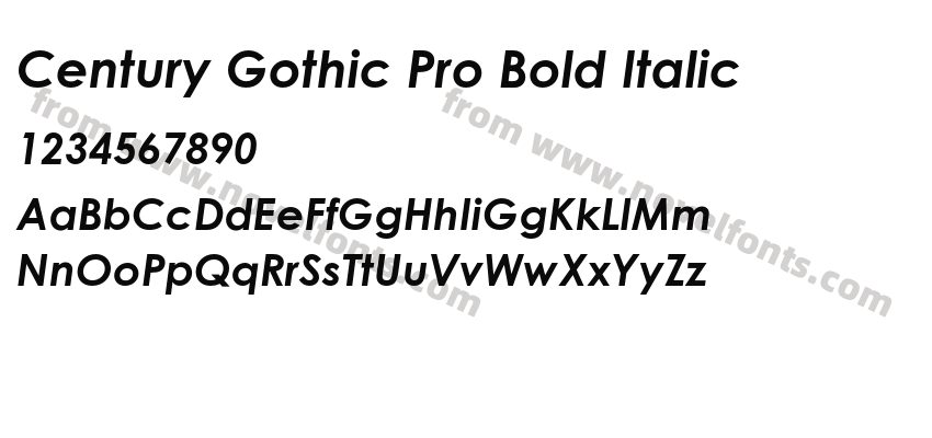 Century Gothic Pro Bold ItalicPreview