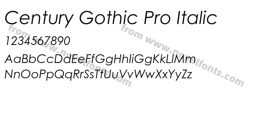 Century Gothic Pro ItalicPreview