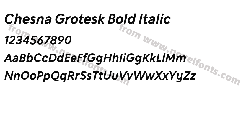 Chesna Grotesk Bold ItalicPreview