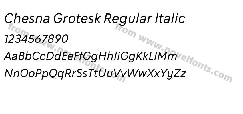 Chesna Grotesk Regular ItalicPreview