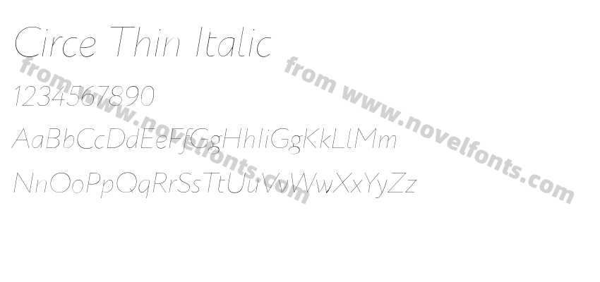 Circe Thin ItalicPreview