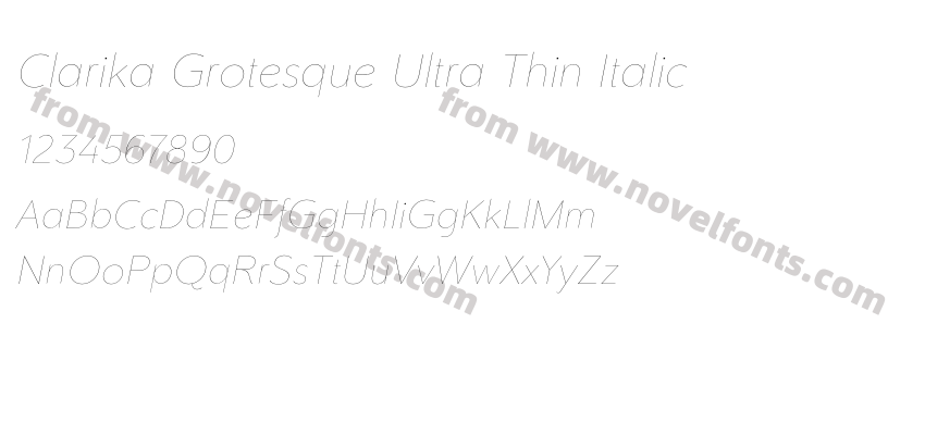 Clarika Grotesque Ultra Thin ItalicPreview