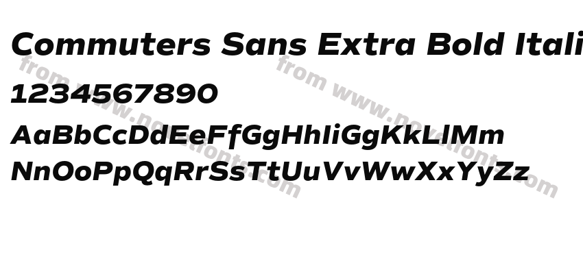 Commuters Sans Extra Bold ItalicPreview