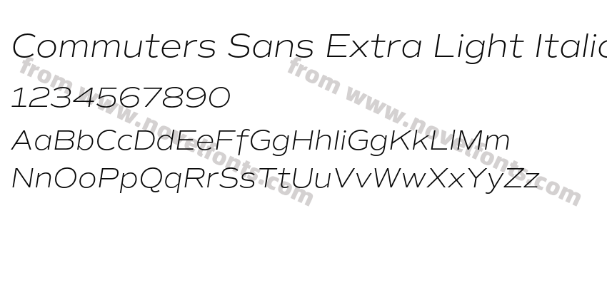 Commuters Sans Extra Light ItalicPreview