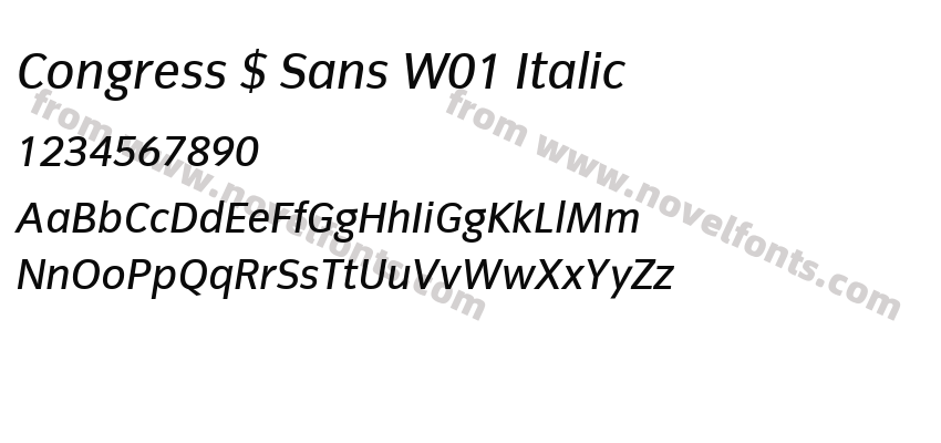 Congress $ Sans W01 ItalicPreview