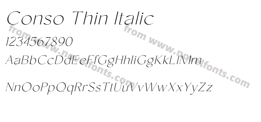 Conso Thin ItalicPreview