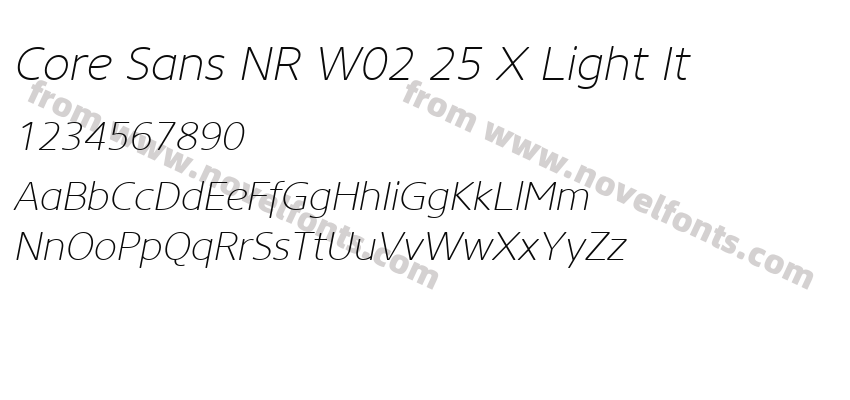 Core Sans NR W02 25 X Light ItPreview