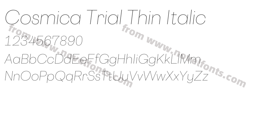 Cosmica Trial Thin ItalicPreview