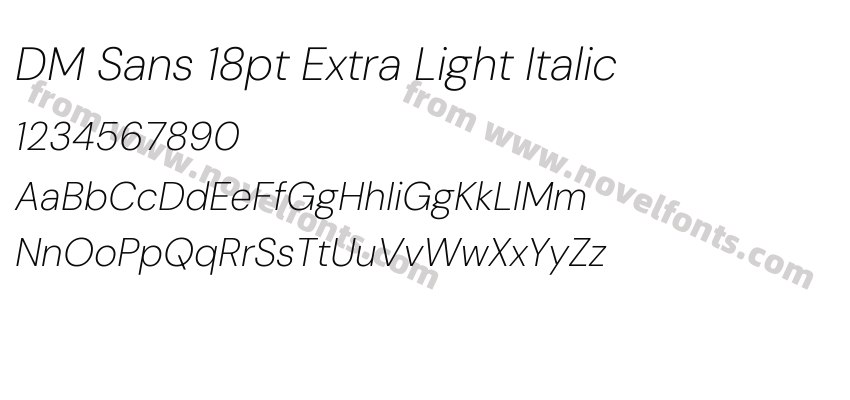 DM Sans 18pt Extra Light ItalicPreview