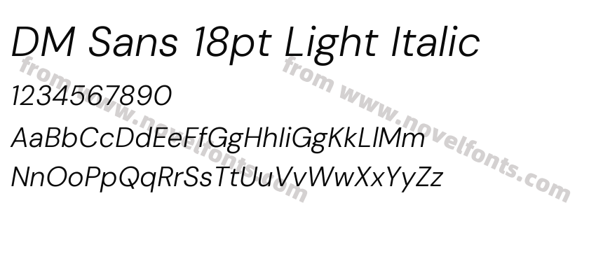 DM Sans 18pt Light ItalicPreview