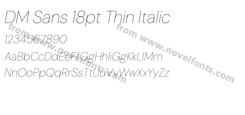 DM Sans 18pt Thin ItalicPreview