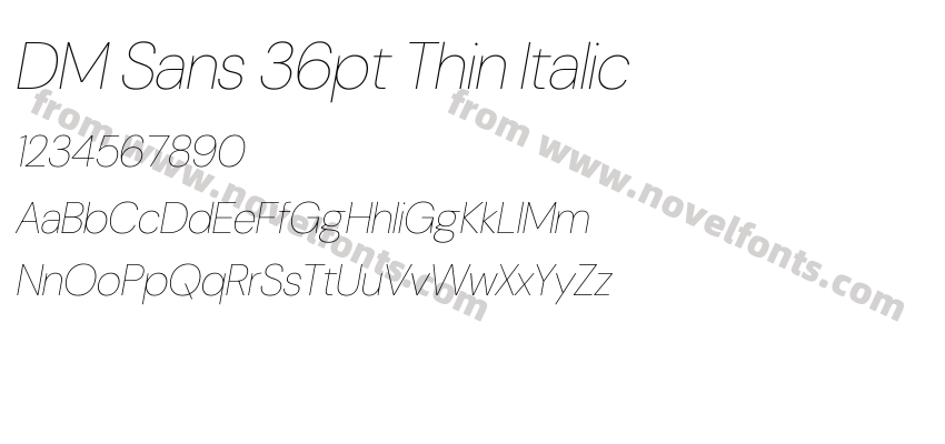 DM Sans 36pt Thin ItalicPreview
