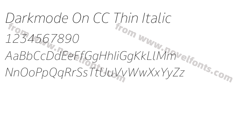Darkmode On CC Thin ItalicPreview