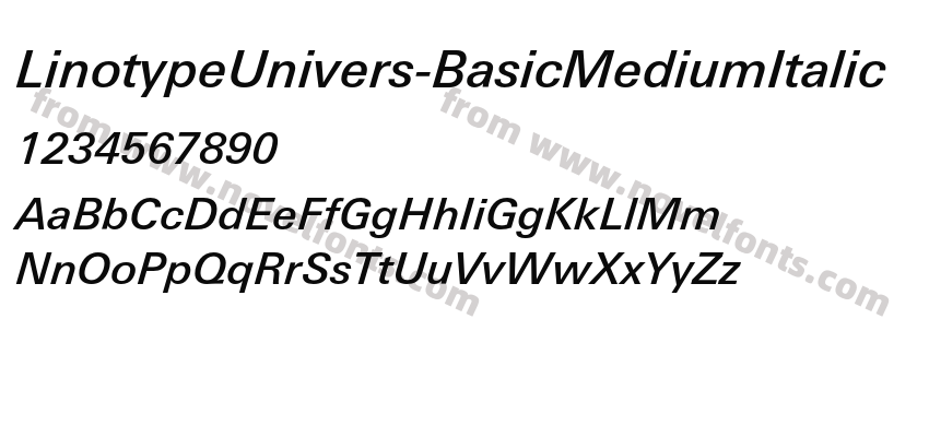 LinotypeUnivers-BasicMediumItalicPreview