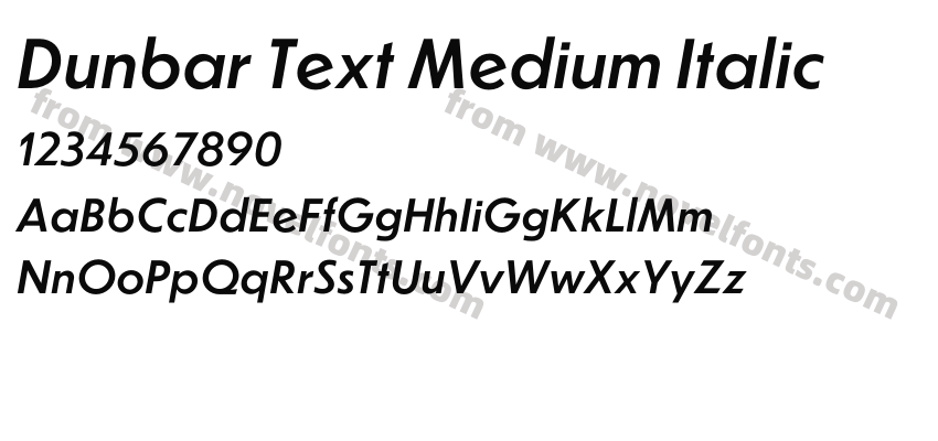 Dunbar Text Medium ItalicPreview