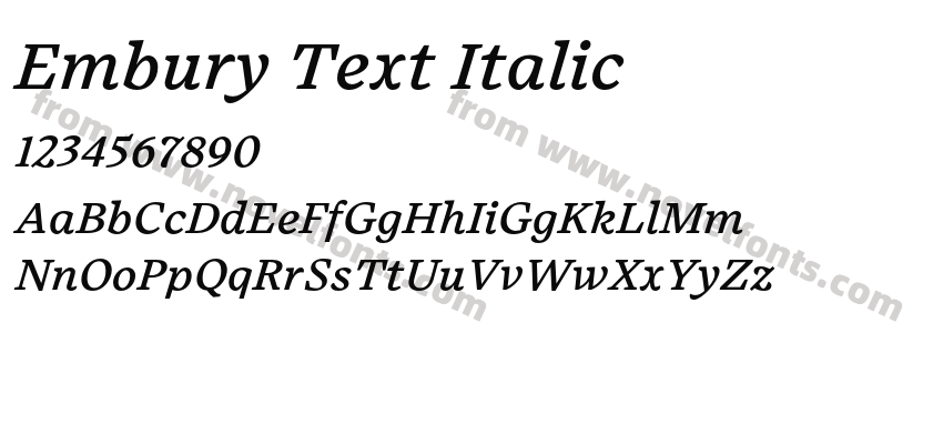 Embury Text ItalicPreview