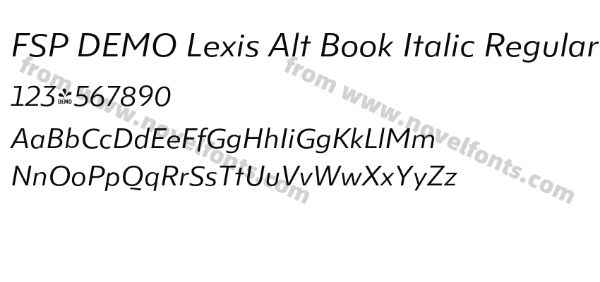 FSP DEMO Lexis Alt Book Italic RegularPreview