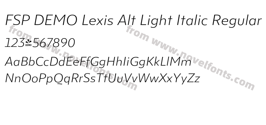 FSP DEMO Lexis Alt Light Italic RegularPreview