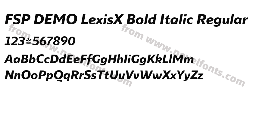 FSP DEMO LexisX Bold Italic RegularPreview