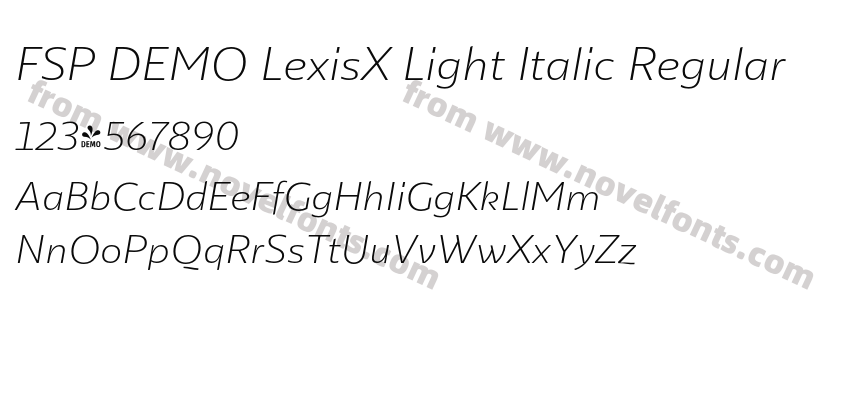 FSP DEMO LexisX Light Italic RegularPreview
