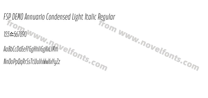 FSP DEMO Annuario Condensed Light Italic RegularPreview