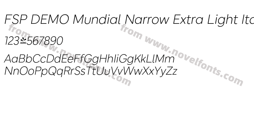 FSP DEMO Mundial Narrow Extra Light ItalicPreview