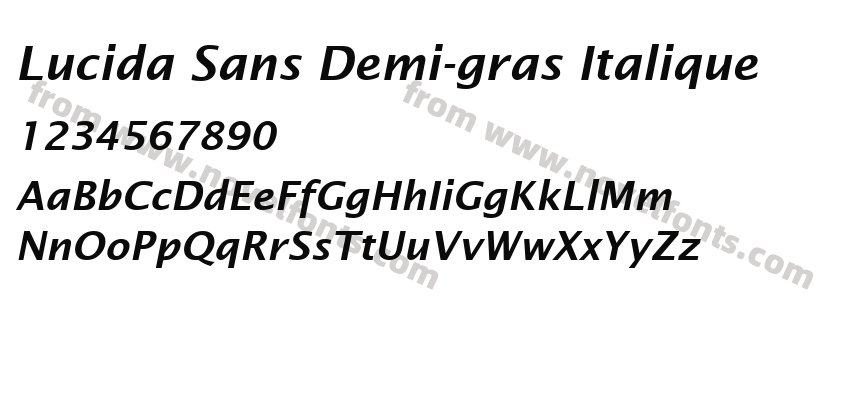 Lucida Sans Demi-gras ItaliquePreview