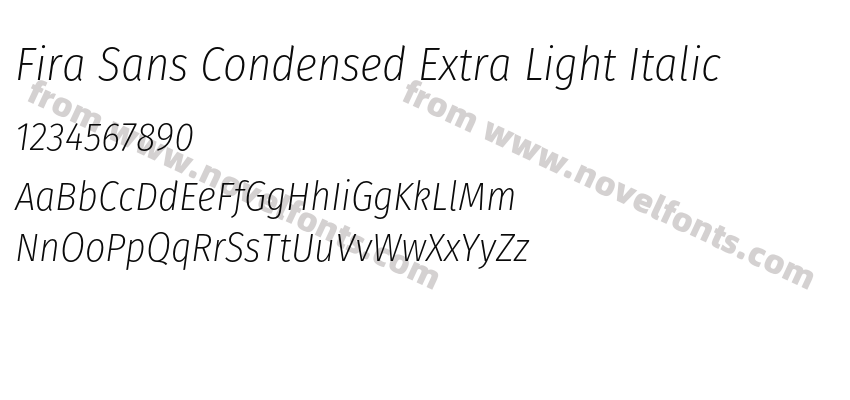 Fira Sans Condensed Extra Light ItalicPreview