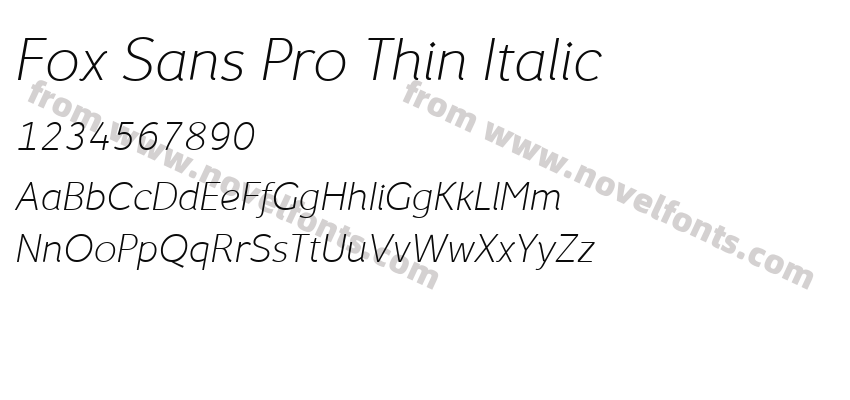 Fox Sans Pro Thin ItalicPreview