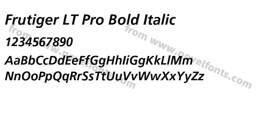 Frutiger LT Pro Bold ItalicPreview