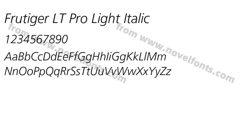 Frutiger LT Pro Light ItalicPreview