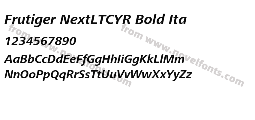 Frutiger NextLTCYR Bold ItaPreview