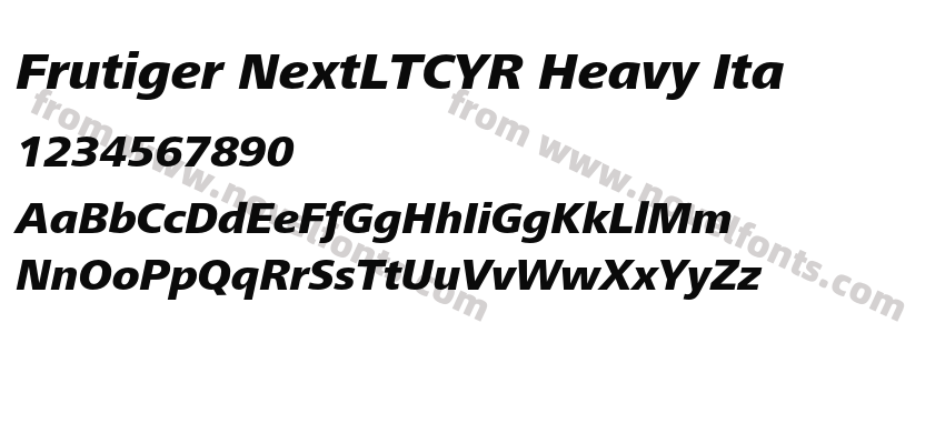 Frutiger NextLTCYR Heavy ItaPreview