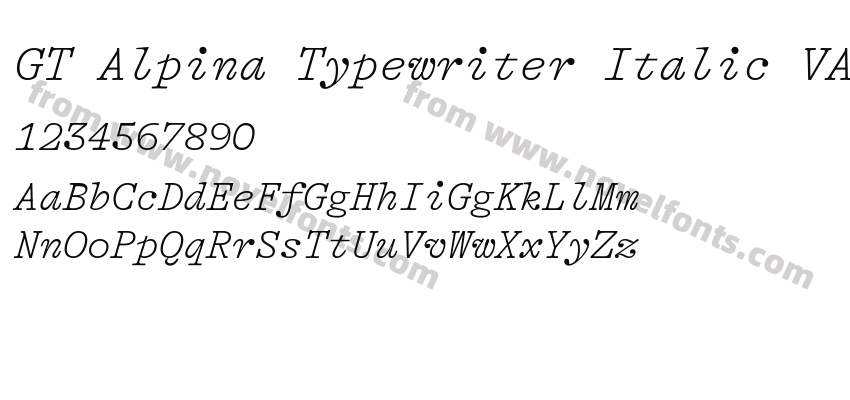GT Alpina Typewriter Italic VAR TrialPreview