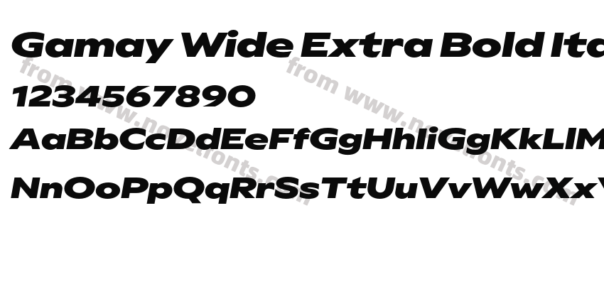 Gamay Wide Extra Bold ItalicPreview