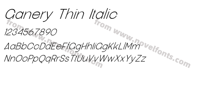 Ganery Thin ItalicPreview