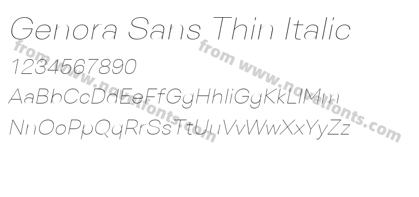 Genora Sans Thin ItalicPreview