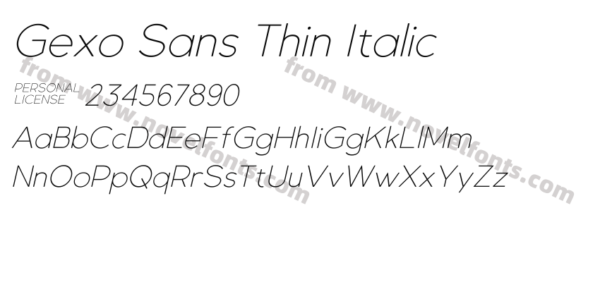 Gexo Sans Thin ItalicPreview