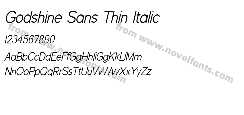 Godshine Sans Thin ItalicPreview
