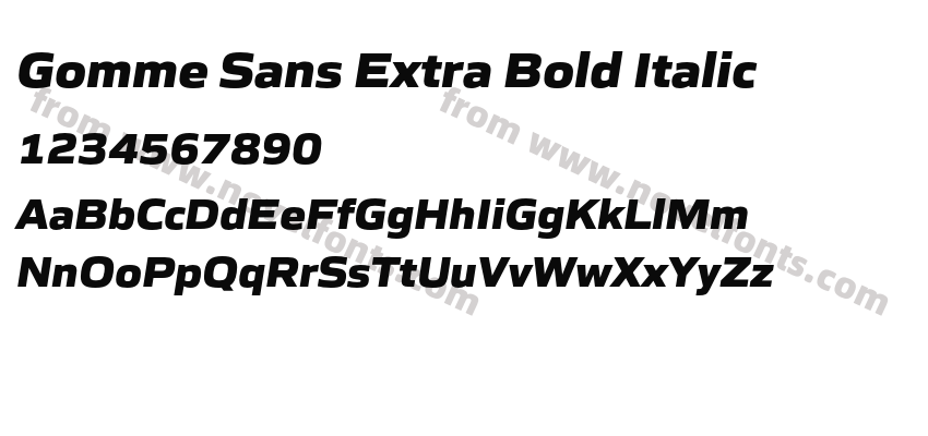 Gomme Sans Extra Bold ItalicPreview