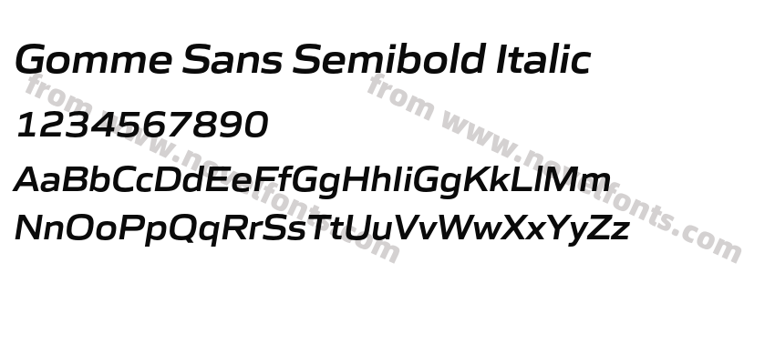 Gomme Sans Semibold ItalicPreview